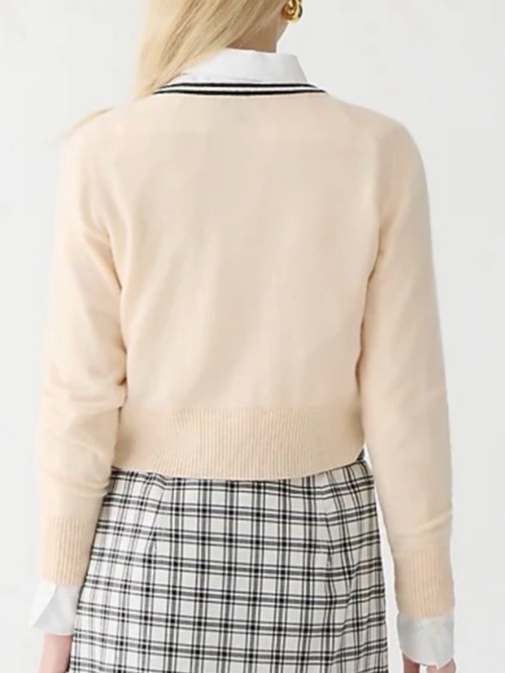 J. Crew Cashmere Lady Sweater with Contrast Trim in Buttercream Black - Picture 9 of 10